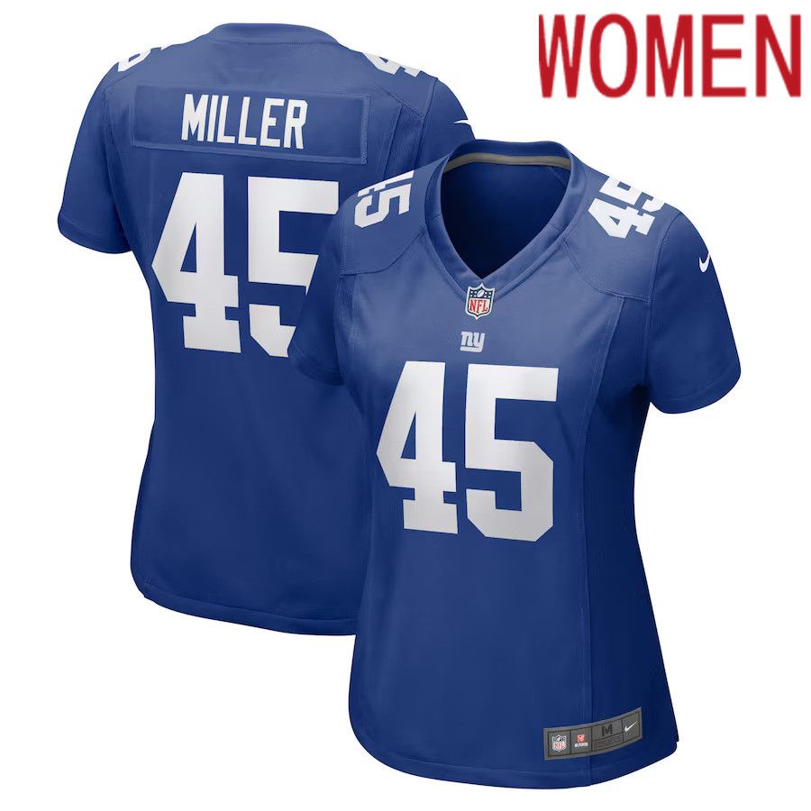 Women New York Giants #45 Dre Miller Nike Royal Home Game Player NFL Jersey->women nfl jersey->Women Jersey